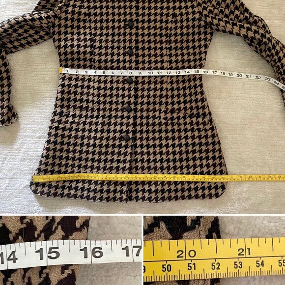 Carlisle Vintage Houndstooth Wool Blend Blazer Womens Sz 6 Jacket Professional - Picture 10 of 12